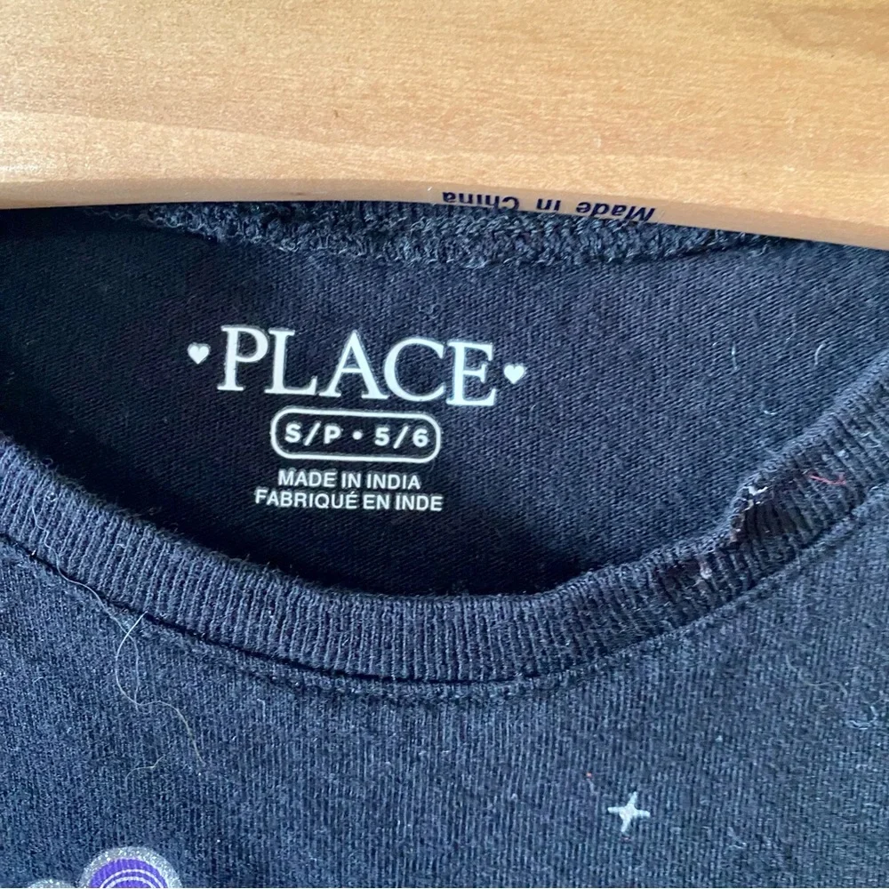 The Children's Place Unicorn T-Shirt Black Short Sleeve Tee Small 5 / 6